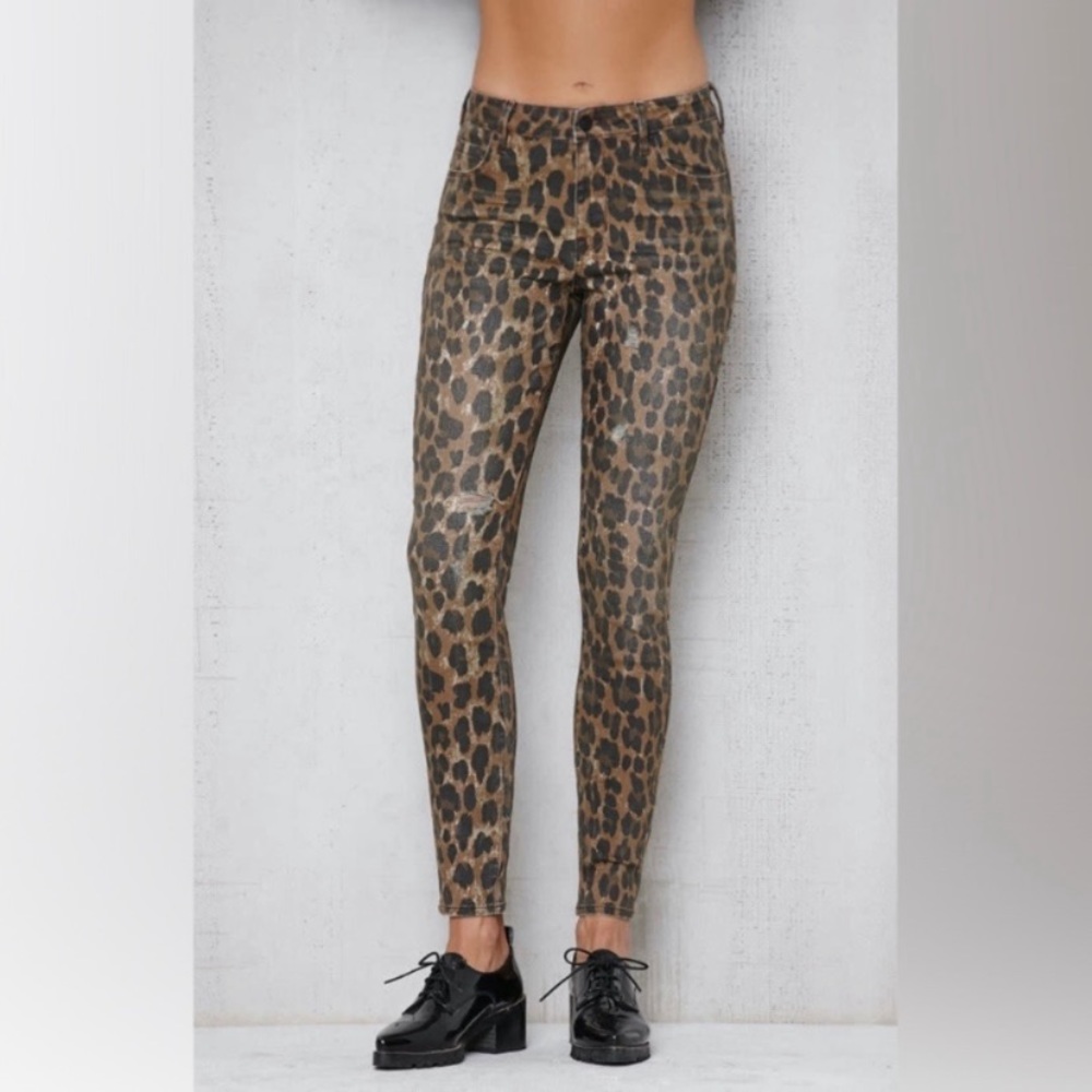 PACSUN Leopard Mid-Rise Skinny Jeans